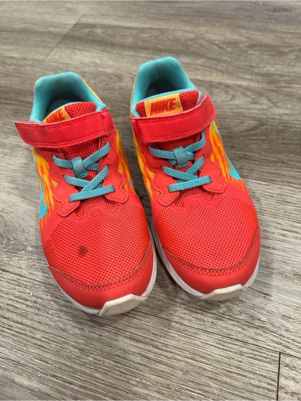 Downshifter 8 Nike Kids Red & Teal Lightweight Athletic Sneakers